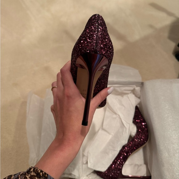 Jimmy Choo Wine Size 7B Very Gently Worn Beautiful Sparkly Heels - Picture 7 of 9